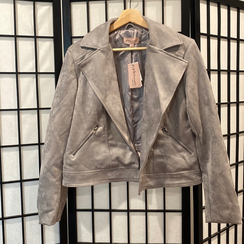PHILOSOPHY Faux Suede Moto Jacket